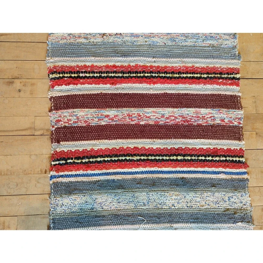 Antique Imported Swedish Hand Made Rag Rug Runner (135
